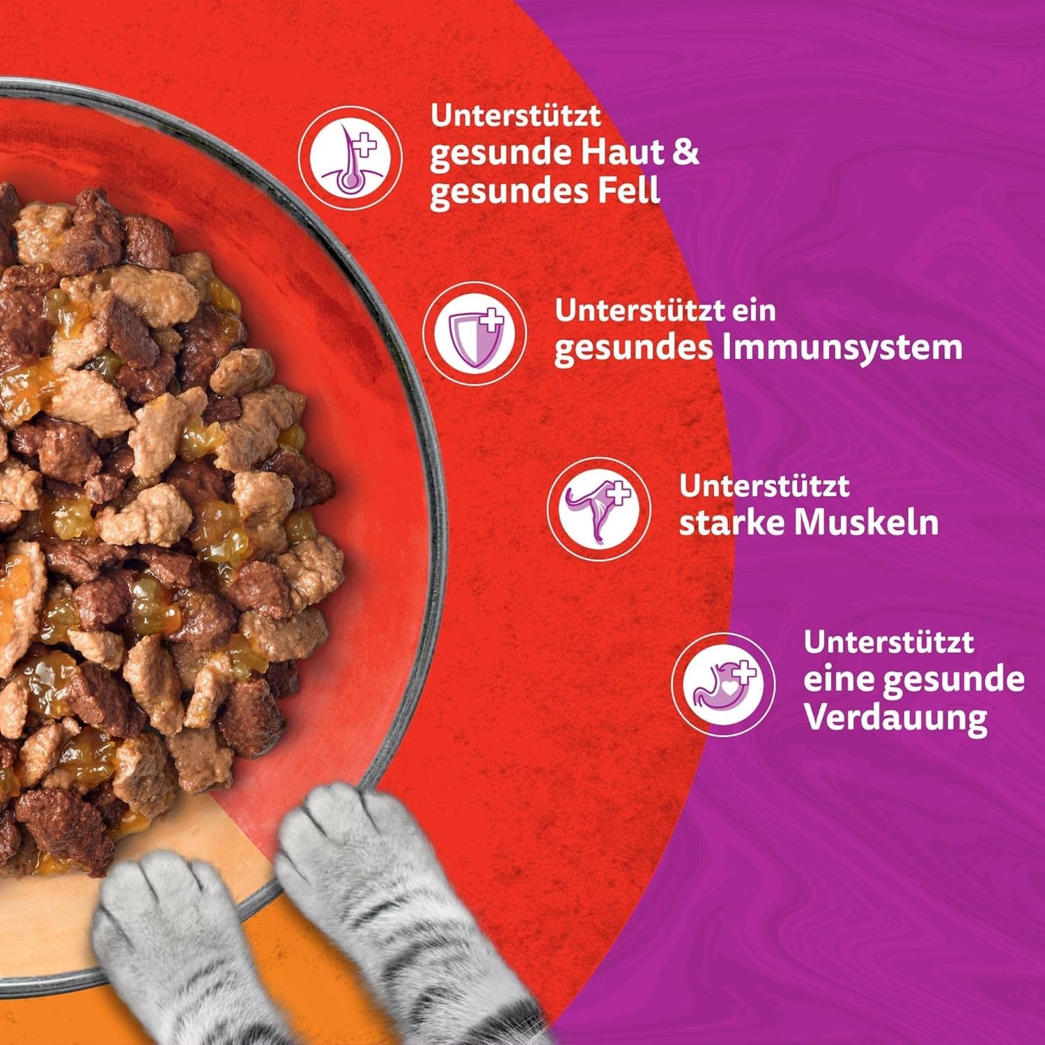 WHISKAS Duo-zakjes voor porties natvoer, multipack, klassieke combinatie in gelei, 12 x 85 g