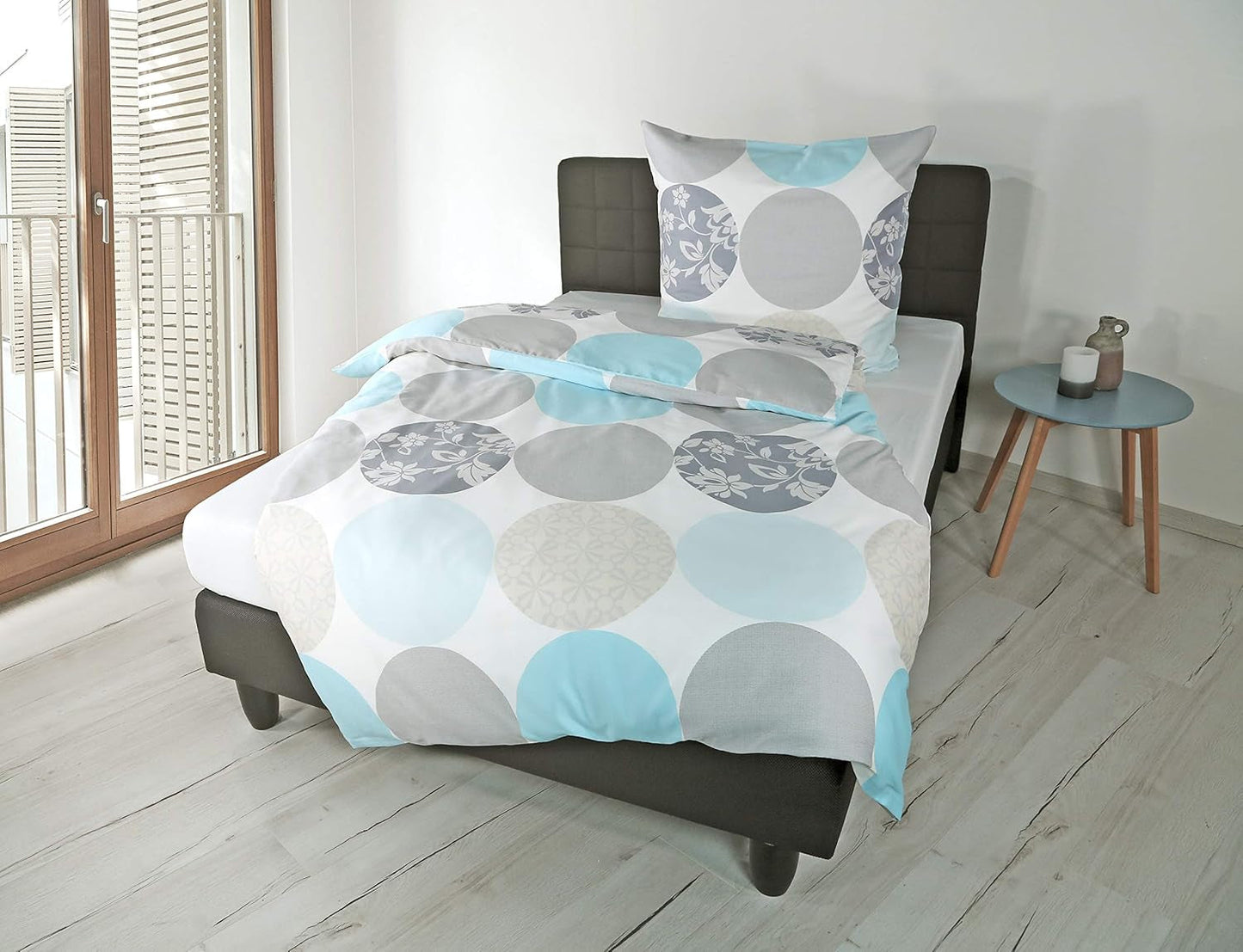 Bierbaum beddengoed, maco-satijn, Designed in Germany, model 6383 turquoise 02, 155X220 Cm + 80X80 Cm, comfortmaat Bedden en dekens Besuche den Bierbaum-Store