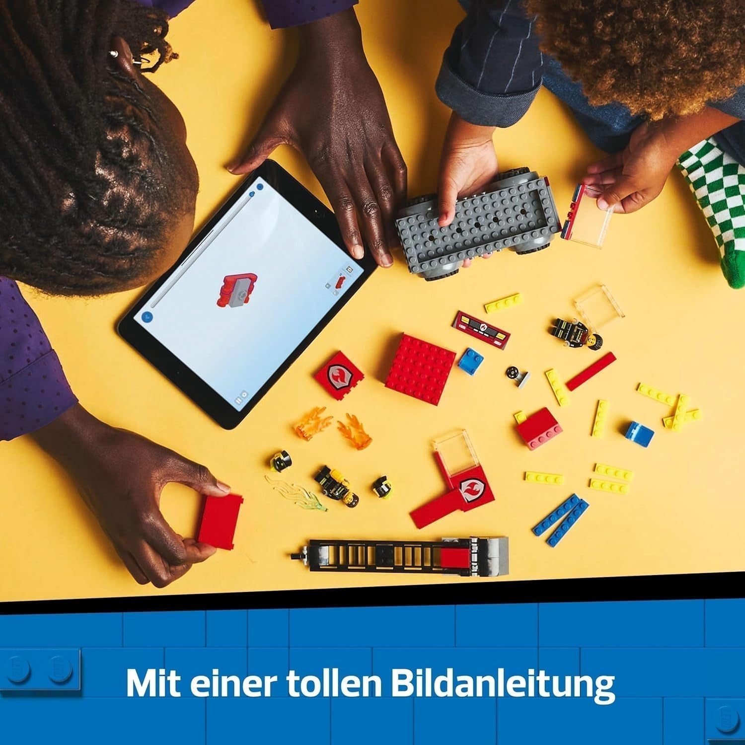 LEGO City Brandladderwagen - Speelgoedbrandweerwagen met 2 brandweerminifiguren voor jongens en meisjes vanaf 4 jaar - educatief speelgoed - cadeau voor kleuters 60463 Bouwsets Besuche den LEGO-Store