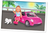 Simba 105731539 - Evi Love Beetle Evi's, Evi met auto, auto: 22 cm, met hond, modepop, 12 cm, voor kinderen vanaf 3 jaar