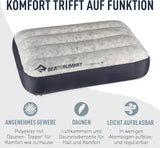 Sea to Summit - Eros Down Reiskussen L - Ultralicht en opblaasbaar - 10D materiaal - Premium donzen kussen - Antislip - Voor wandelen en kamperen - 42 X 28 X 12 Cm - Grijs - 95 G Naty Shop Reiskussens