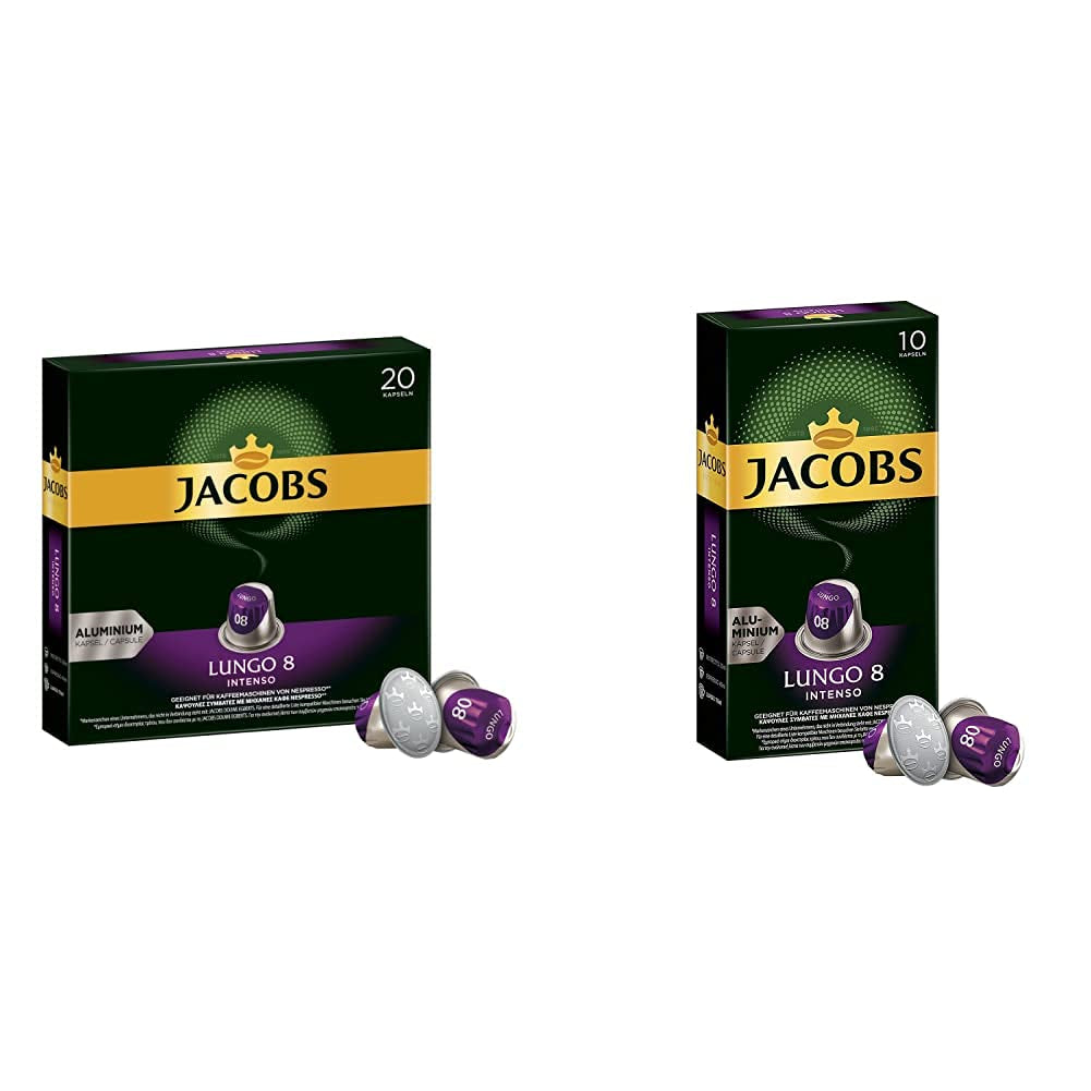 Kaffeekapseln Lungo Intenso, Intensität 8 van 12, 200 Nespresso®* compatibel Kapseln, 10 x 20 Getränke & Kapseln Lungo Intenso, Intensität 8, 100 Nespresso®* 10er Pack, 10 x 10 Getränke