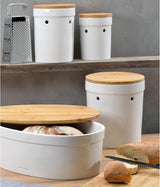 Kela broodtrommel met ventilatiegaten, keramische broodtrommel, SALENA, broodtrommel, wit, 36,5 x 23,5 x 14 cm Voedselbewaardozen Naty Shop