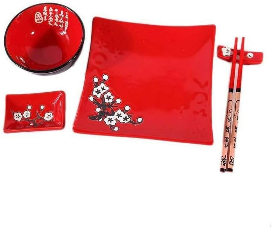 Compleet Japans tafelservies 2381, porselein, rood