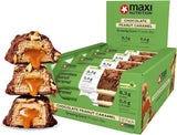 MaxiNutrition Romige veganistische eiwitreep met chocolade, pinda's en karamel 12x45g - veganistische eiwitreep, 18% eiwit, 8,3 g per reep, laag suikergehalte (0,9 g), geen toegevoegde suiker, geen kunstmatige smaakstoffen