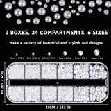 12 Größen Nail Art Perlen, Flache Perlen, Nail Art Accessoires, Halbkreis Nagelperlen, Weiße Nail Charms en Glitzersteine ​​​​Nägel voor Nail Art Design, DIY Basteln, Alltag, Hochzeit (2 dozen)