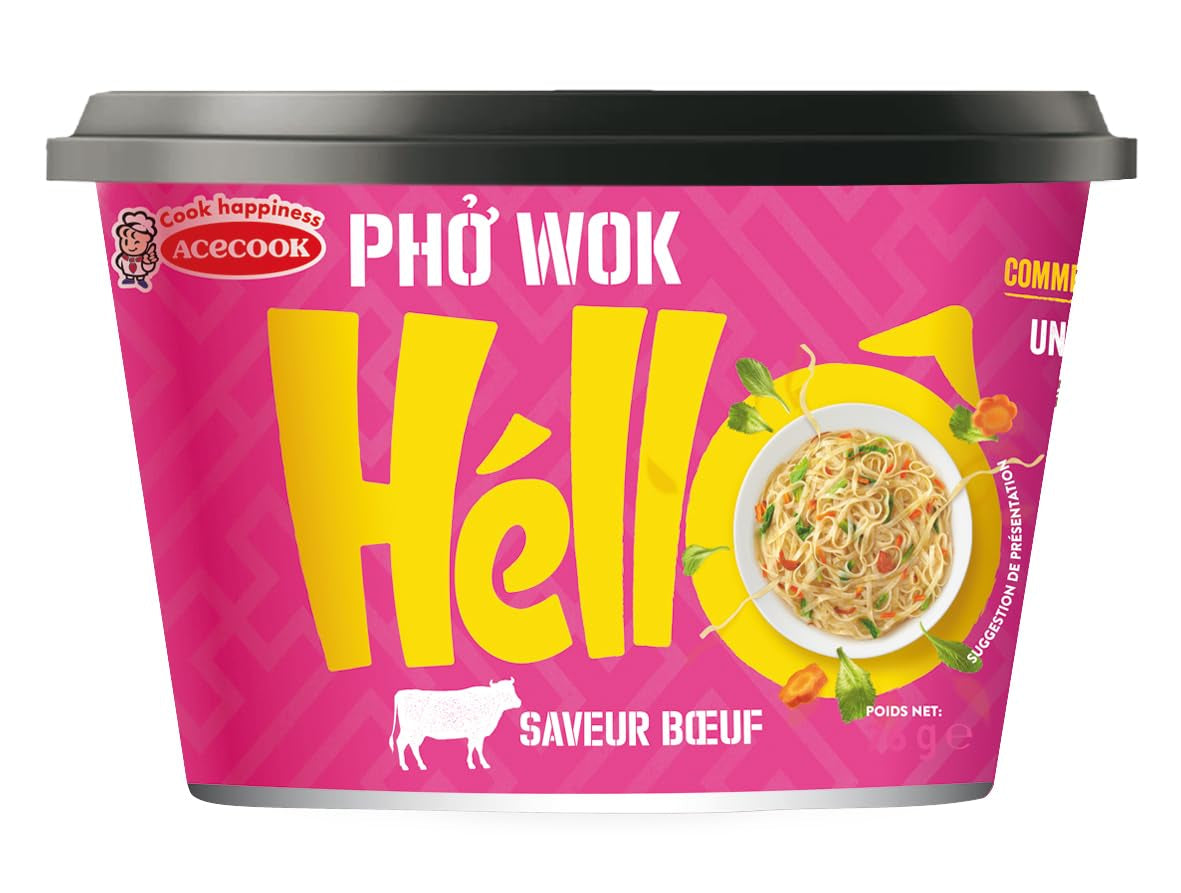 HELLO PHO WOK instant rijstnoedels, rundvlees - 1 x 76 g