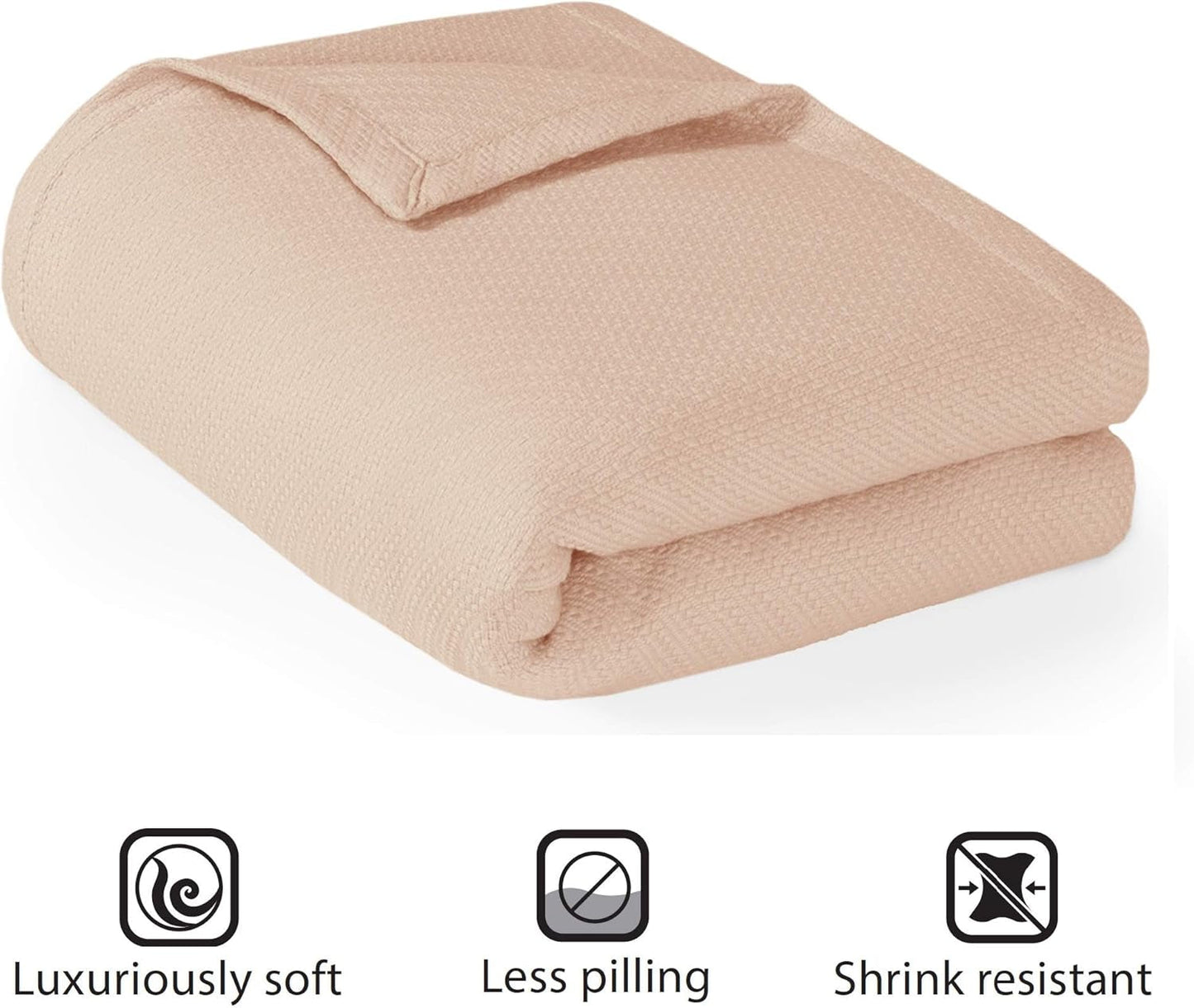 Madison Park Luxe vloeibaar katoen Hoge kwaliteit Zacht Comfortabel 100% ringgesponnen katoenen deken voor bedbank of bank Blush Full/Queen Quilts en quilts Naty Shop