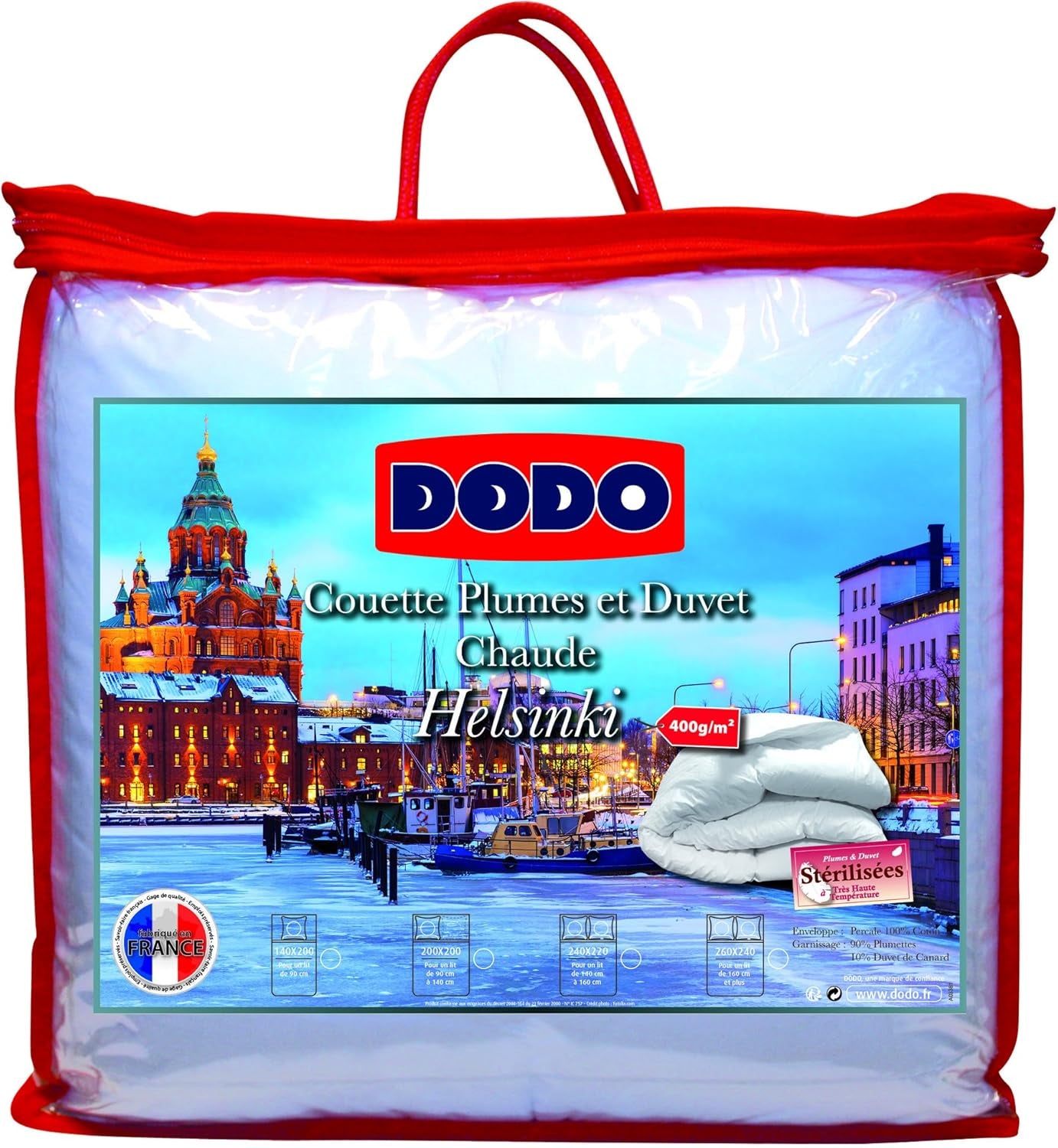 DODO 40381220 Helsinki-deken, buitenmateriaal van perkaal katoen, vulling van eendendons/leer, 240 cm 220 cm, wit Dekbedden en dekbedden Naty Shop