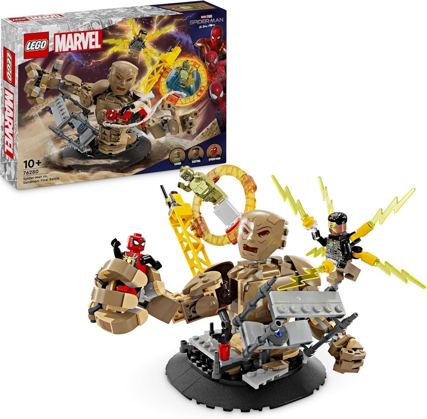 LEGO Marvel Spider-Man vs. Sandman: Showdown Superheldenspeelgoed met figuren, waaronder hagedis en elektro-rollenspel Bouwspeelgoed Cadeau voor actieliefhebbers, jongens en meisjes 76280 Bouwsets Bekijk de LEGO-Store Single