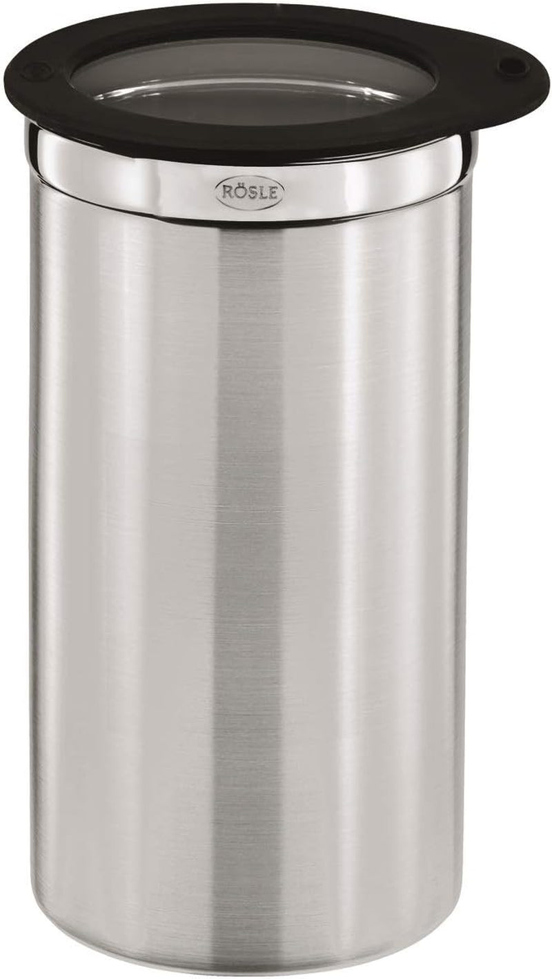 RÖSLE koffiedoos met deksel, roestvrij staal 18/10, 10 cm & koffiemaat, hoogwaardige koffielepel voor eenvoudig doseren van gemalen koffie, roestvrij staal 18/10, 17 x 3,7 x 2,7 cm, zilver Voedselbewaardozen Naty Shop
