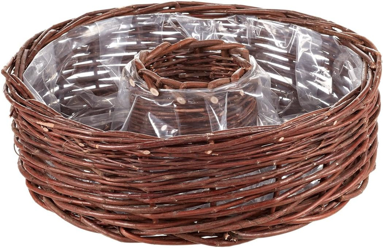 Dehner wilgenmandring met plantfolie, hoogte 12 cm, Ø 40 cm, wilgenstof, bruin