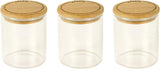 Set van 3 vierkante glazen containers met bamboe deksel-800ml, borosilicaatglas, bamboe, siliconen, natuurlijk, 11 x 11 x 11 cm Bewaardozen voor voedsel Naty Shop Set van 3 Boîtes À Épices -180Ml