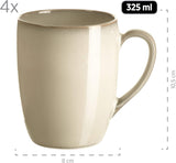 MÄSER 931736 serviesset voor 4 personen in vintage mediterrane look, gecombineerd servies met 16 stuks in zandgrijs, keramiek, zandgrijs