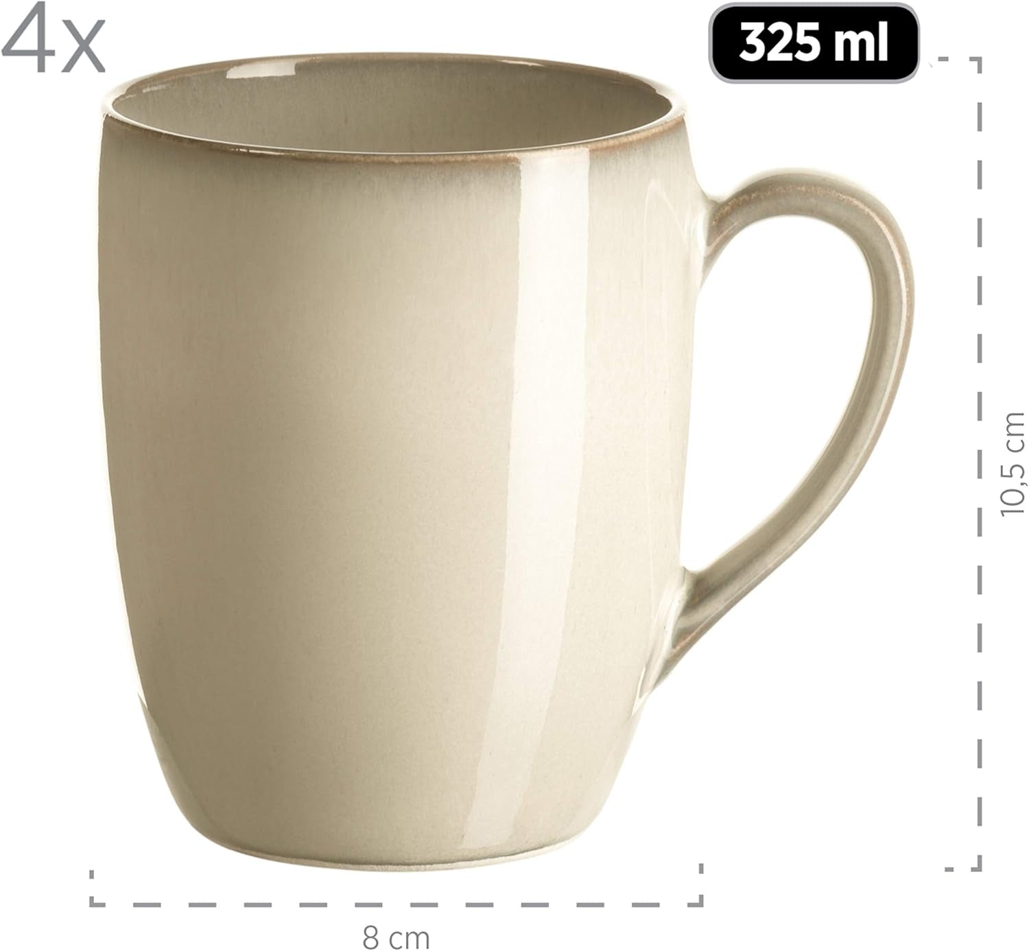 MÄSER 931736 serviesset voor 4 personen in vintage mediterrane look, gecombineerd servies met 16 stuks in zandgrijs, keramiek, zandgrijs