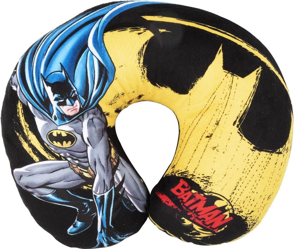 DC Comics Zacht Batman Autoreis-nekkussen Kindveiligheid Comfort Superheld Bat Man, Cuscino Da Viaggio Auto, Lichtblauw, Eén maat Reiskussens Naty Shop Standaardtitel