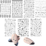7 Blätter Nagelsticker Selbstklebend Nagelsticker Blumen Abstrakt 3D Schwarz Nagelaufkleber Nageldesign Herzform Wörter Pflanzen Nagelsticker DIY Nail Art Zubehör Maniküre Decoratie