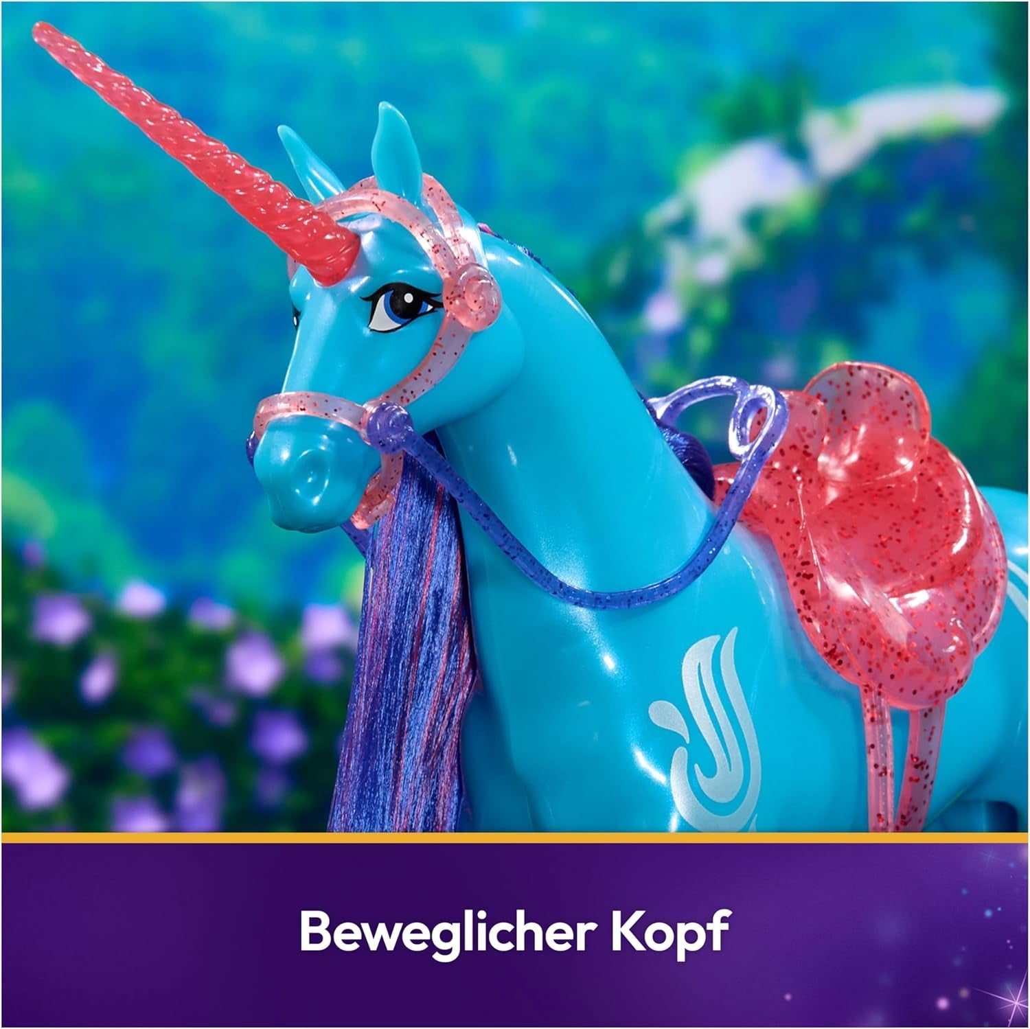 Unicorn River Unicorn Academy - 28cm hoge, originele Isabel eenhoorn uit de Netflix serie, met echte manen en staart, afneembaar hoofdstel en zadel en borstel, voor kinderen vanaf 4 jaar