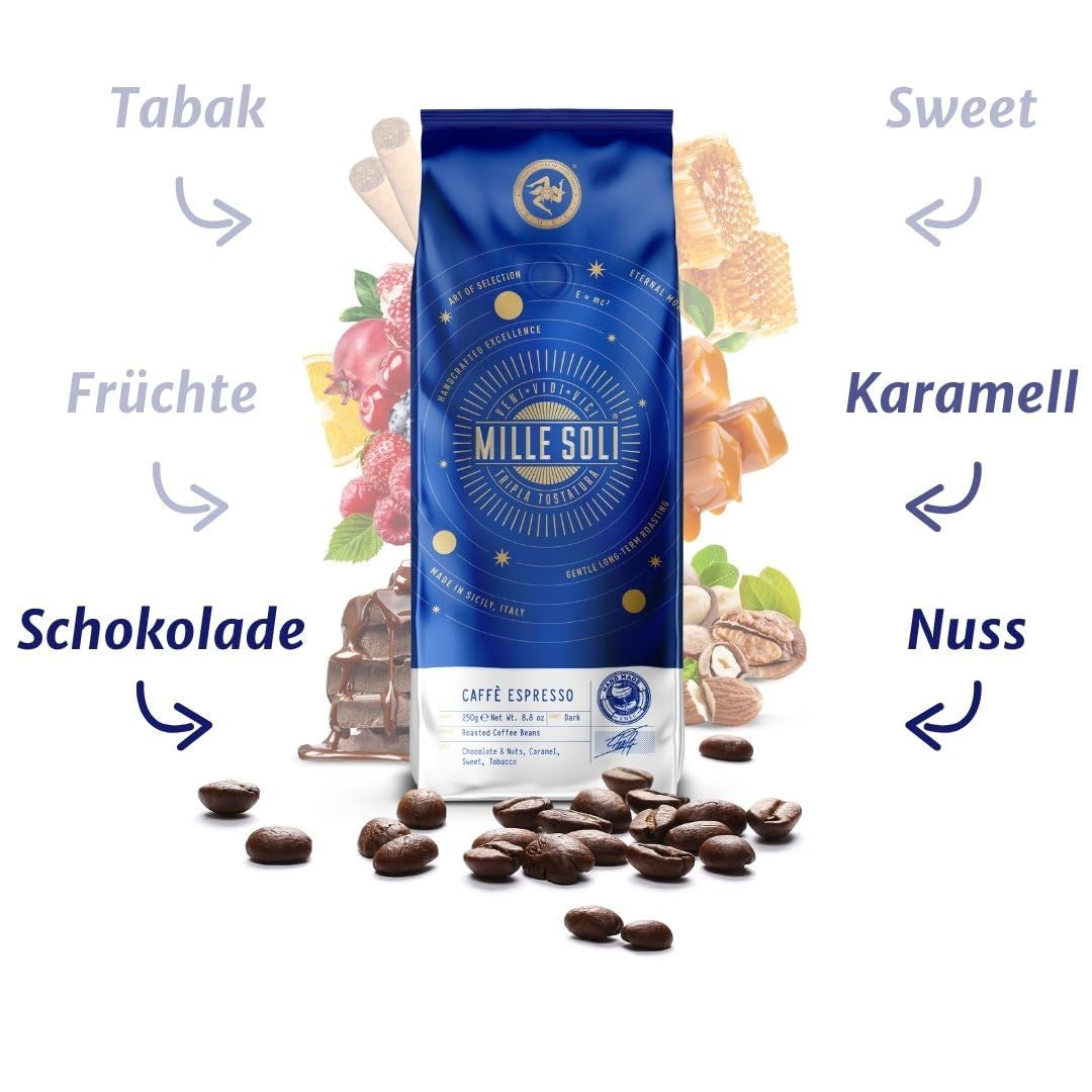 Caffè Espresso Koffiebonen - Traditioneel branden op Sicilië - Premium koffiebonen, zak van 250 g, voor volautomatische machines en portafilter