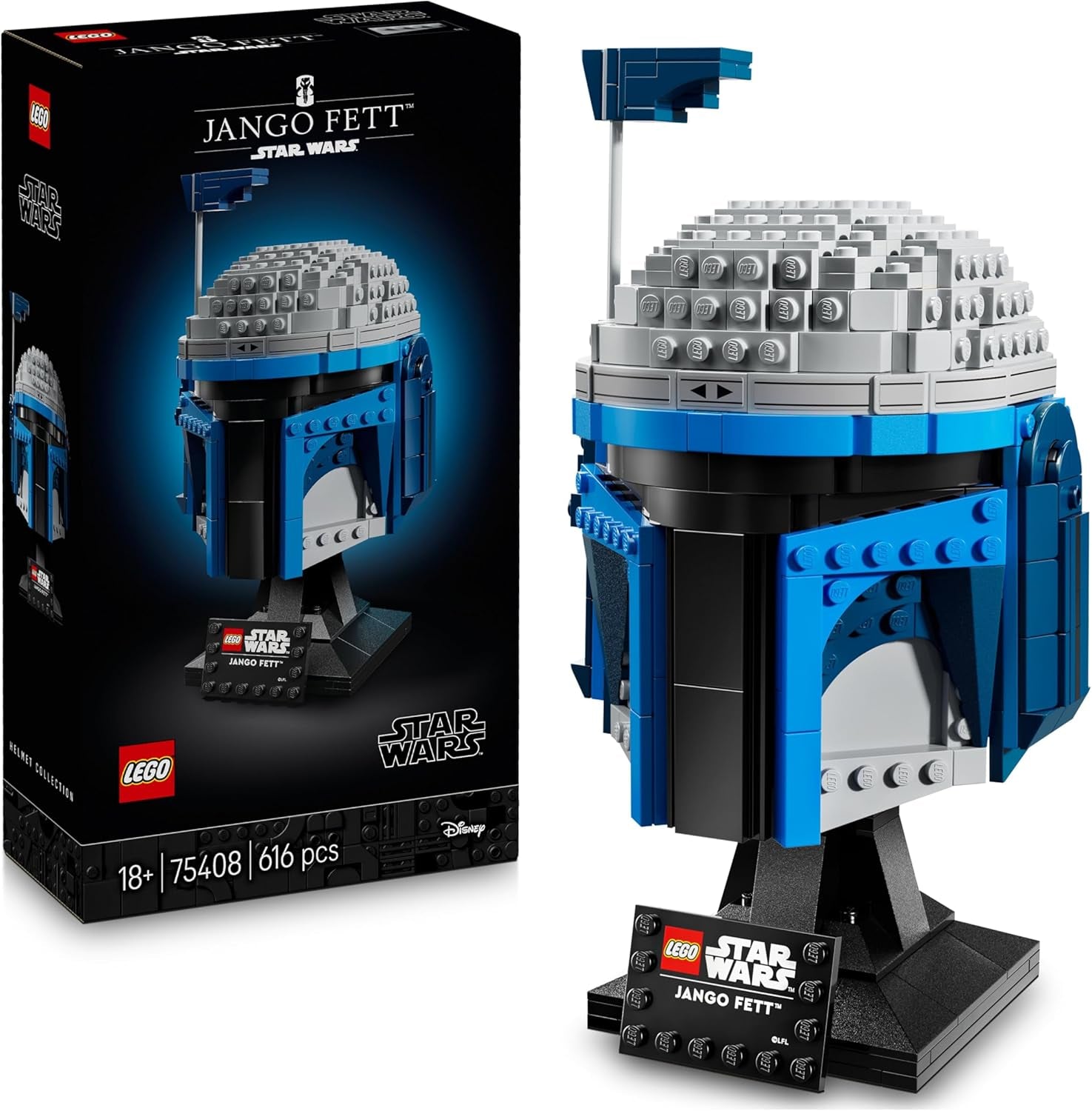 LEGO Star Wars 75408 Jango Fett Helm - Mandalorian bouwset voor volwassenen - Model met standaard, naamplaatje en verstelbare antenne - Cadeau voor Attack of the Clones Fans Bouwsets Bekijk de standaardtitel van de LEGO Store