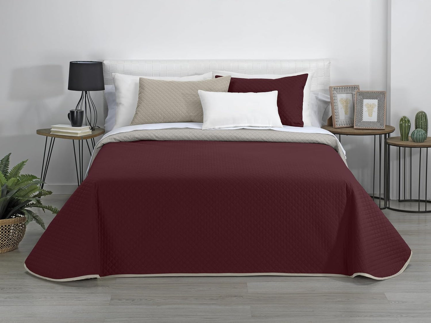 AVA | Boutique omkeerbare quilt | Voor alle seizoenen | Kleur - Grijs/Rood | Voor bed van 120/135 cm. bed. (230 X 270 Cm. Ancho X Alto) | Gewatteerde quilt Quilts en quilts Naty Shop Standaard titel