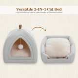 PAWZ Road Katzenhöhle mit waschbaren Kissen, Hundebett kleine Hunde, Kleintierhaus, Katzenschlafplatz-Bettchen, Katzenhaus Binnen, Beige, 40x40x40cm