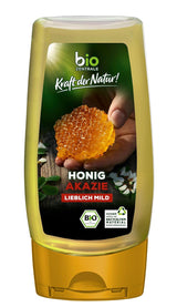 Biozentrale Biologische acaciahoning | 350 g Biologische honing van witte acaciabloemen | Ideaal als spread Biologische honing voor thee | Alternatief voor honingraathoning (2-pack)