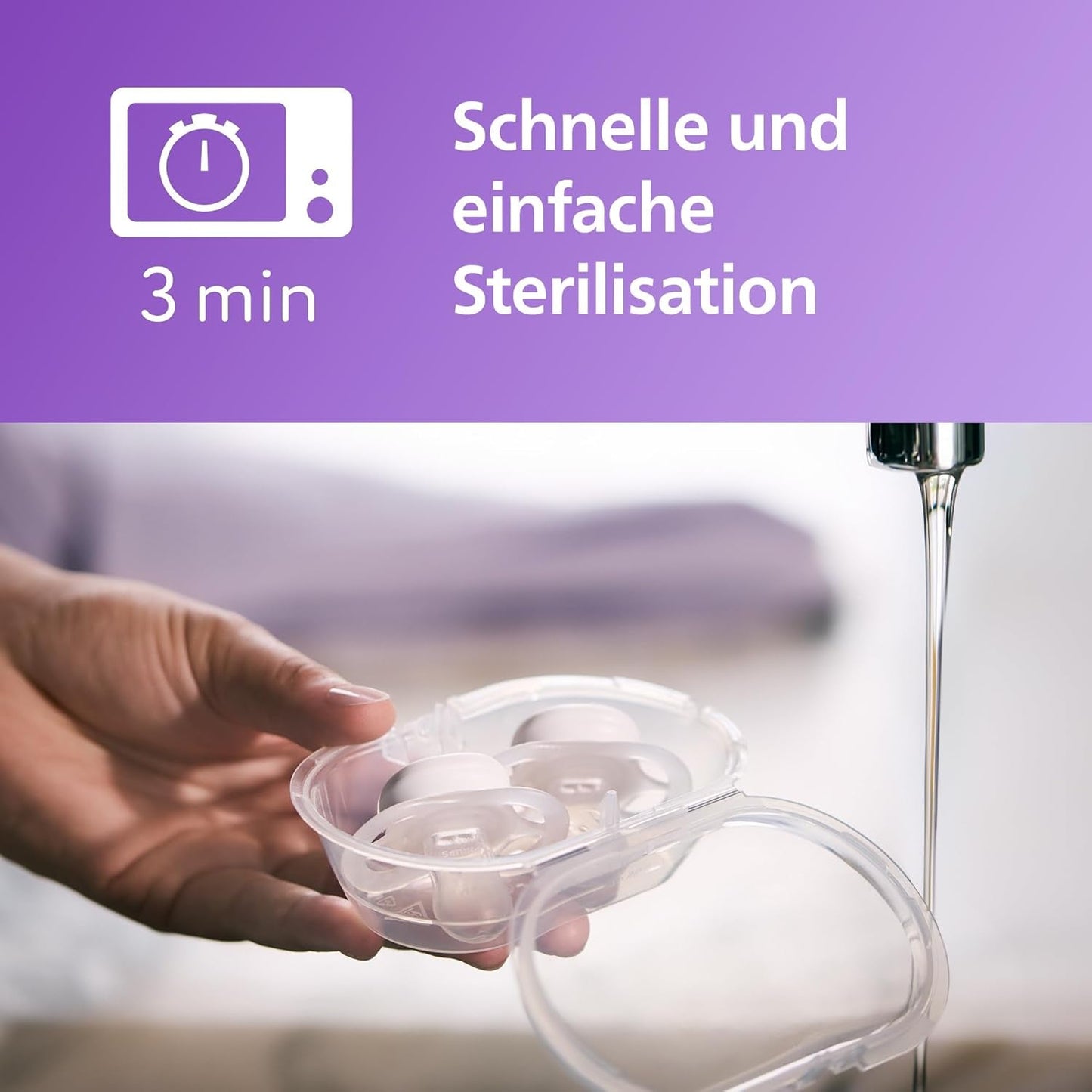 Philips AVENT Ultra Start Nachtfopspeen, orthodontische fopspeen voor pasgeborenen, Glow in the Dark, BPA-vrij, met sterilisatiecontainer, Twin Pack, Maan, Ster, SCF075/07