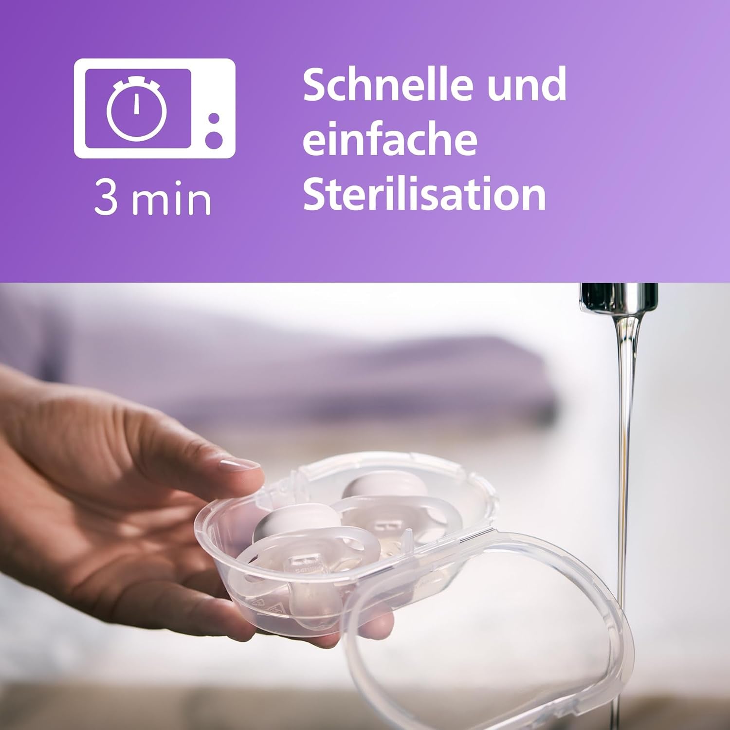 Philips AVENT Ultra Start Nachtfopspeen, orthodontische fopspeen voor pasgeborenen, Glow in the Dark, BPA-vrij, met sterilisatiecontainer, Twin Pack, Maan, Ster, SCF075/07