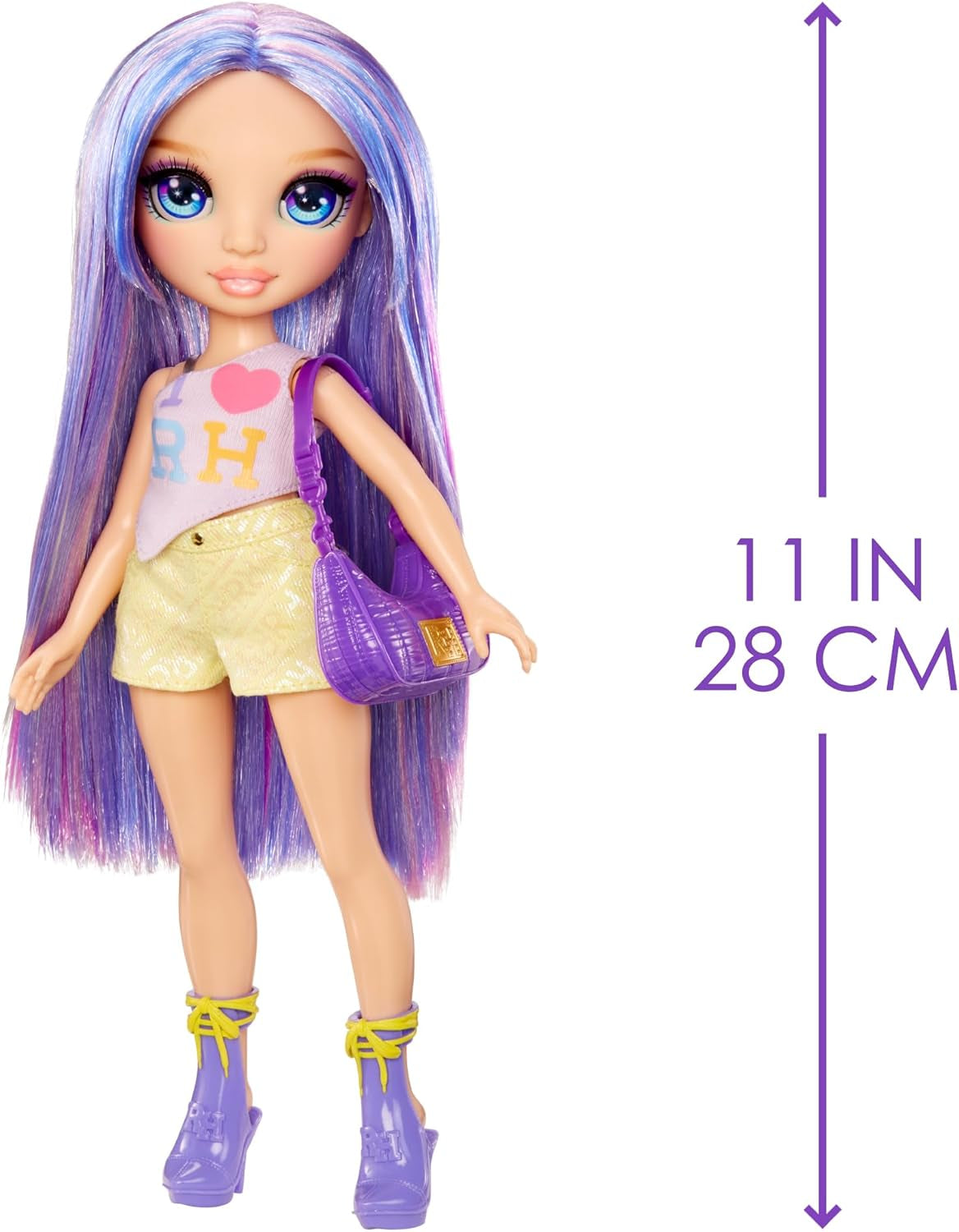 Rainbow High My Fashion Style Pop - Paars - 28 cm Paarse modepop met aantrekkelijke outfit en stijlvolle tas, om te spelen, poseren, verzamelen, voor kinderen van 4-12 jaar