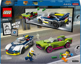 LEGO City Autoachtervolging met politieauto en muscle car, speelgoedtrein met 2 raceauto's, politiecadeau voor kinderen, jongens en meisjes vanaf 6 jaar, set met politieagent en minifiguren Ganovin 60415 Bouwsets Besuche den LEGO-Store