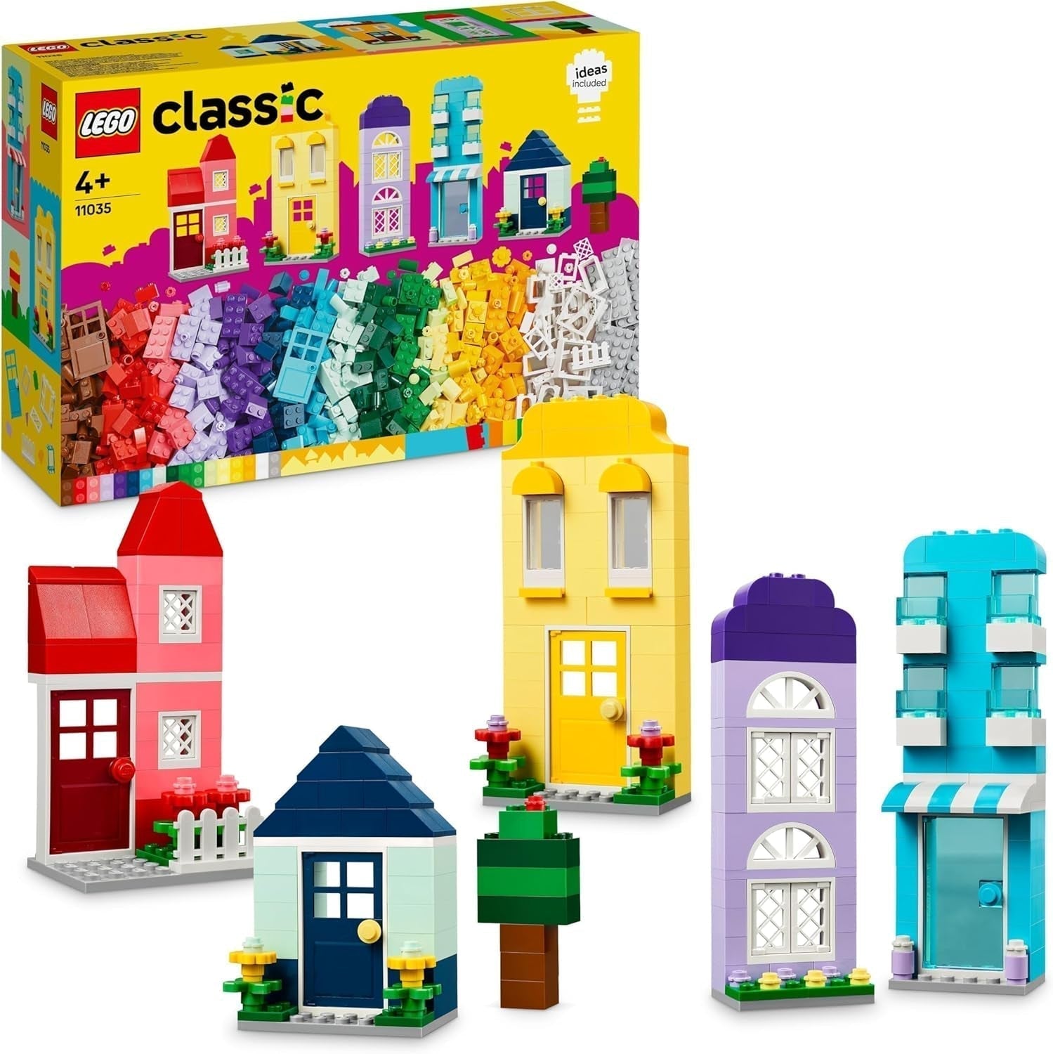 LEGO Classic Creatieve huizen bouwstenen set voor kinderen 850 stenen bouwspeelgoed Huizenbouwspeelgoed met accessoires Cadeau voor jongens en meisjes vanaf 4 jaar 11035 Bouwsets Besuche in LEGO-Store Single