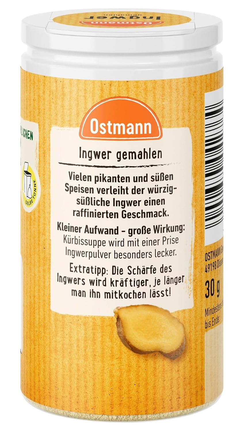 Ostmann Gewürze - Ingwer gemahlen | Nachfüllbare en recycleerbare verpakking | 30 g in de Streudose