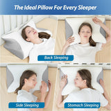 HOMCA Nekkussen Memory Foam Orthopedisch kussen 2 in 1 neksteunkussen met 3D-koelhoes Ergonomisch slaapkussen voor rug-, zij- en buikslapers Grijs 60X13/11X40cm Cervicale orthopedische kussens Naty Shop