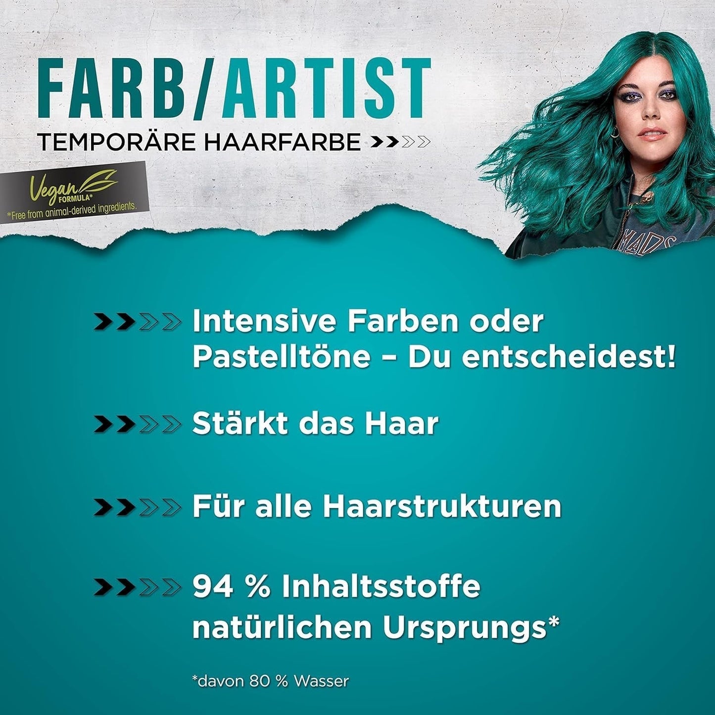 got2b Colour/Artist 097 Mermaid Green Level 2 (3x 80 ml), tijdelijke haarverf laat het haar stralen in intense kleuren of pasteltinten, haarverf blijft 12-15 wasbeurten zitten, vegan formule Haarverf Naty Shop