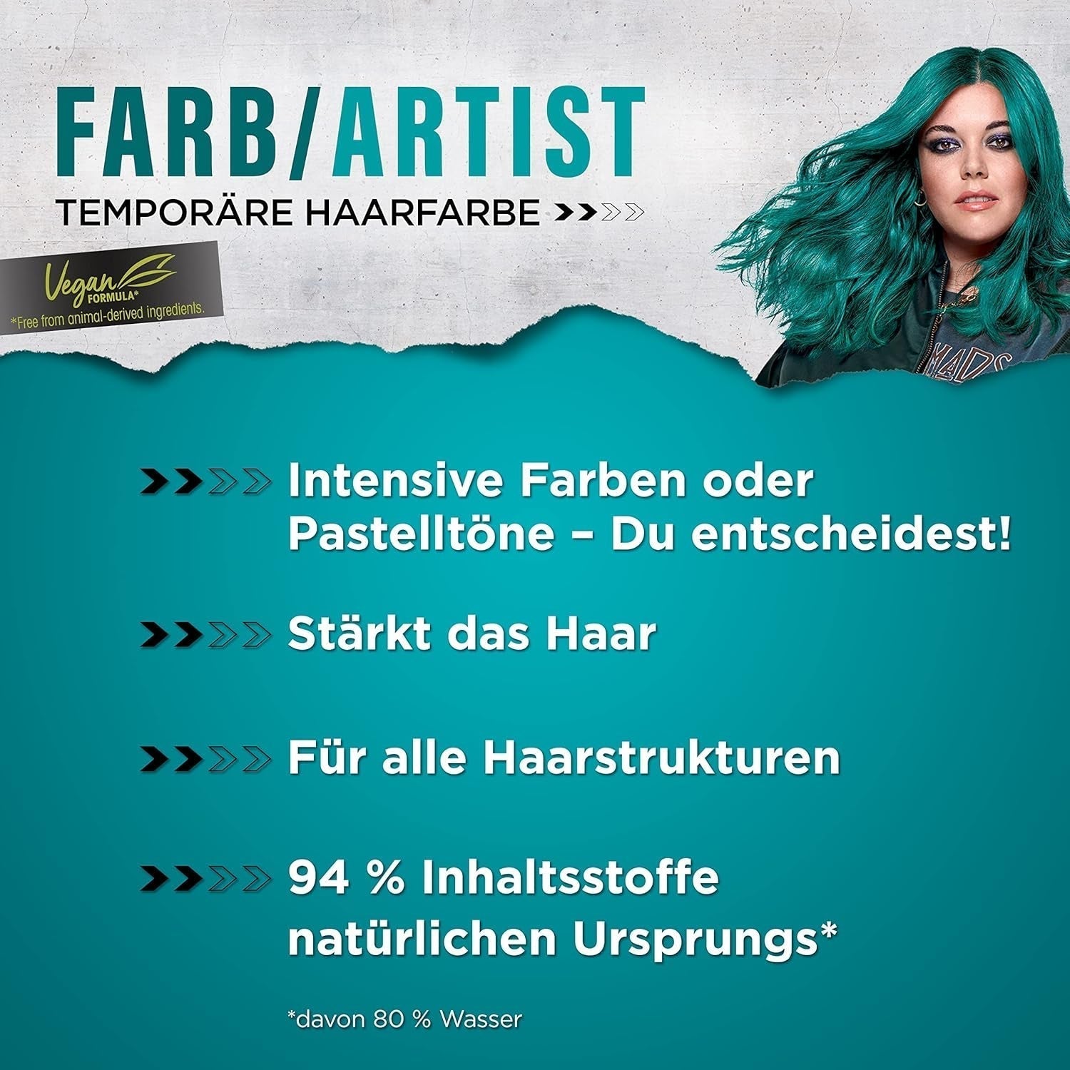 got2b Colour/Artist 097 Mermaid Green Level 2 (3x 80 ml), tijdelijke haarverf laat het haar stralen in intense kleuren of pasteltinten, haarverf blijft 12-15 wasbeurten zitten, vegan formule Haarverf Naty Shop