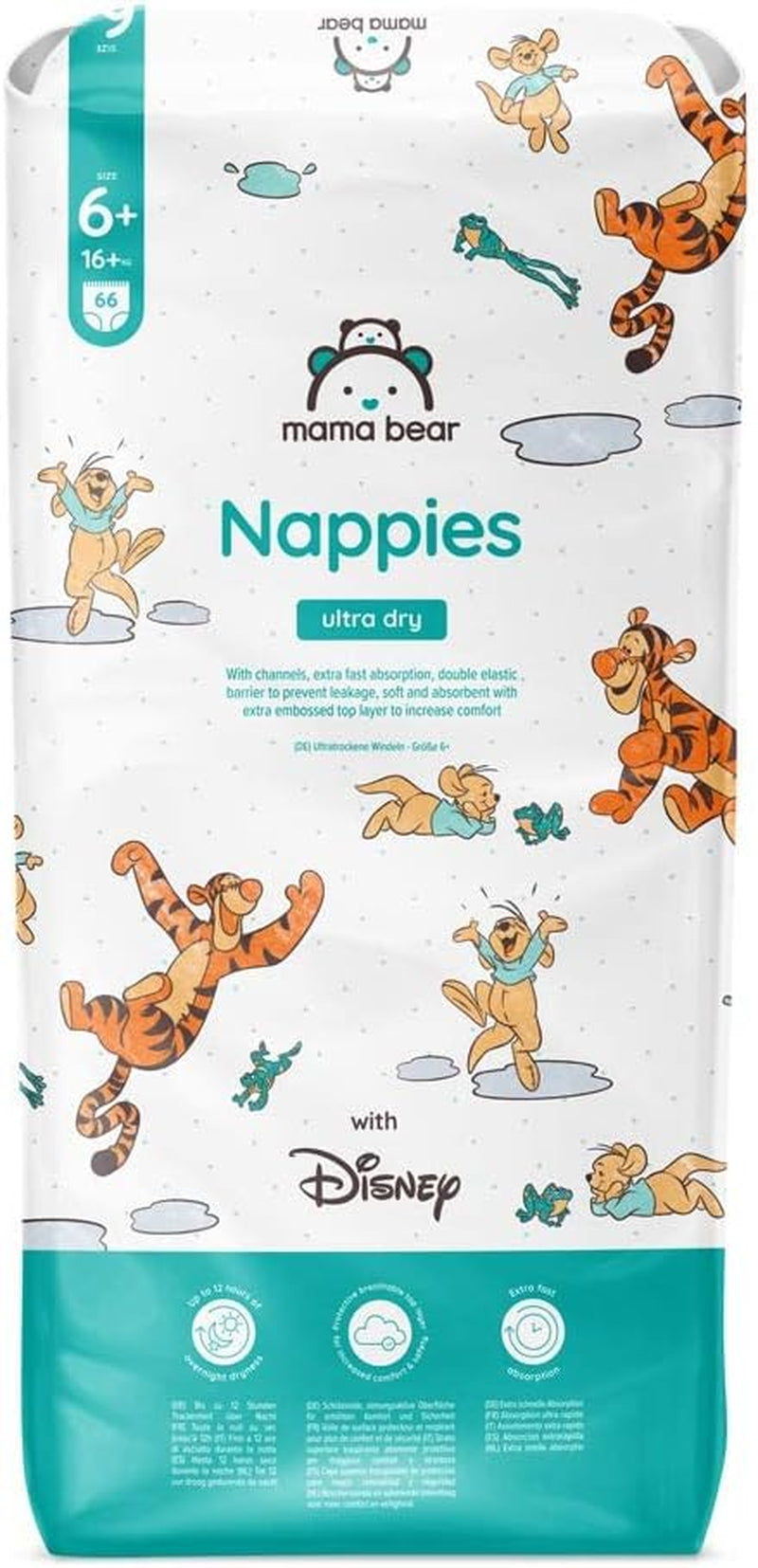 Amazon-merk: Mama Bear Disney Ultra Dry-luiers, maat 3 (4-9 kg) - maanddoos, wit, 172 stuks (2 verpakkingen van 86)