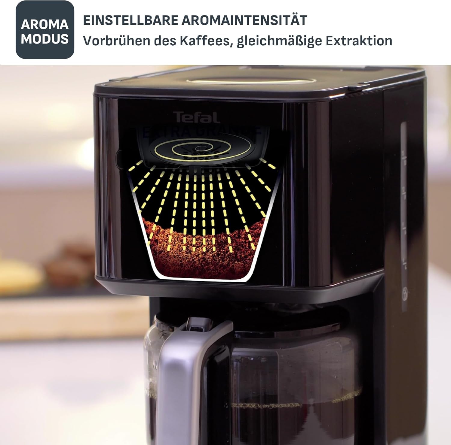 Tefal Smart'n Light espressomachine met timer, espressomachine met programmeerbaar filter 1,25 l, aromafunctie voor intens aroma, warmhoudfunctie, antidruppelen en gemakkelijk schoon te maken, zwart