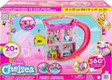 Barbie Chelsea Speelhuis - 3 transformerende verdiepingen, geheime speelplekken, lift, zwembad, glijbaan, 2 huisdieren en 20+ accessoires, voor kinderen vanaf 3 jaar, HHX44