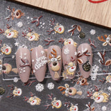JMEOWIO 3D Nagelsticker Weihnachten Nail Art Sticker Selbstklebend Nagelaufkleber 5D Stereoskopisch Schneeflocke Xmas Winterurlaub Niedlich Decoratie Nageldesign Zubehör 4 Blatt