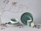 Creatable, Caldera-serie, vaatwasser- en magnetronbestendige serviesset van steengoed, kwaliteitsproductie (groene 8-delige comboset)