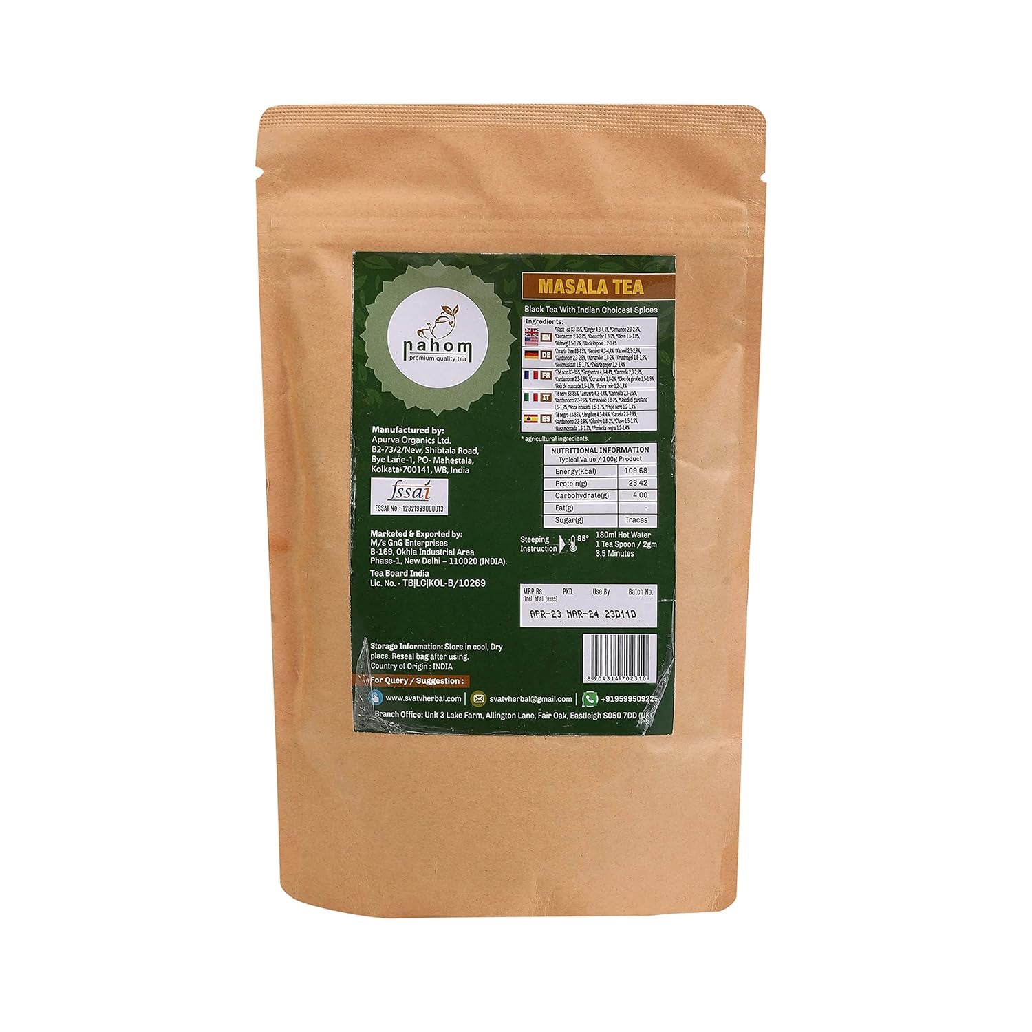 India's Masala Chai losse bladthee | 50 kopjes, mix van zwarte thee, kaneel, kardemom, zwarte peper | Gekruide Masala-thee | Chai Latte Suited zak van 100 g