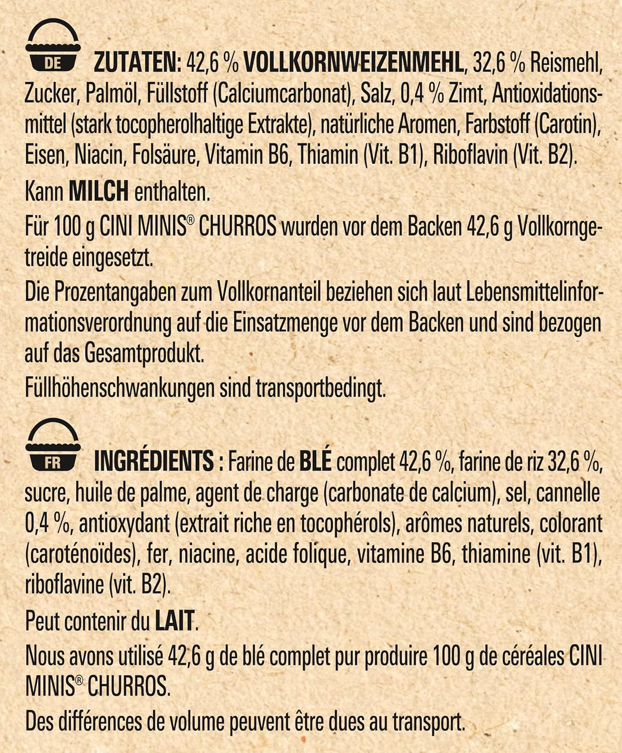 Ontbijtgranen Nestlé CINI MINIS Churros met 42% volkoren graangehalte, verpakking van 6 (6 x 900 g)