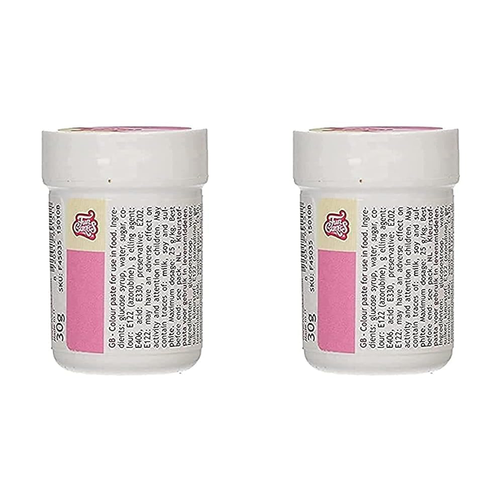 Geconcentreerde kleurstof Funcakes Paste Colour Roze; voor deeg, room, fondant, marsepein, deeg, modelleerpasta en bloemenpasta. Halal en koosjer. 30 gram