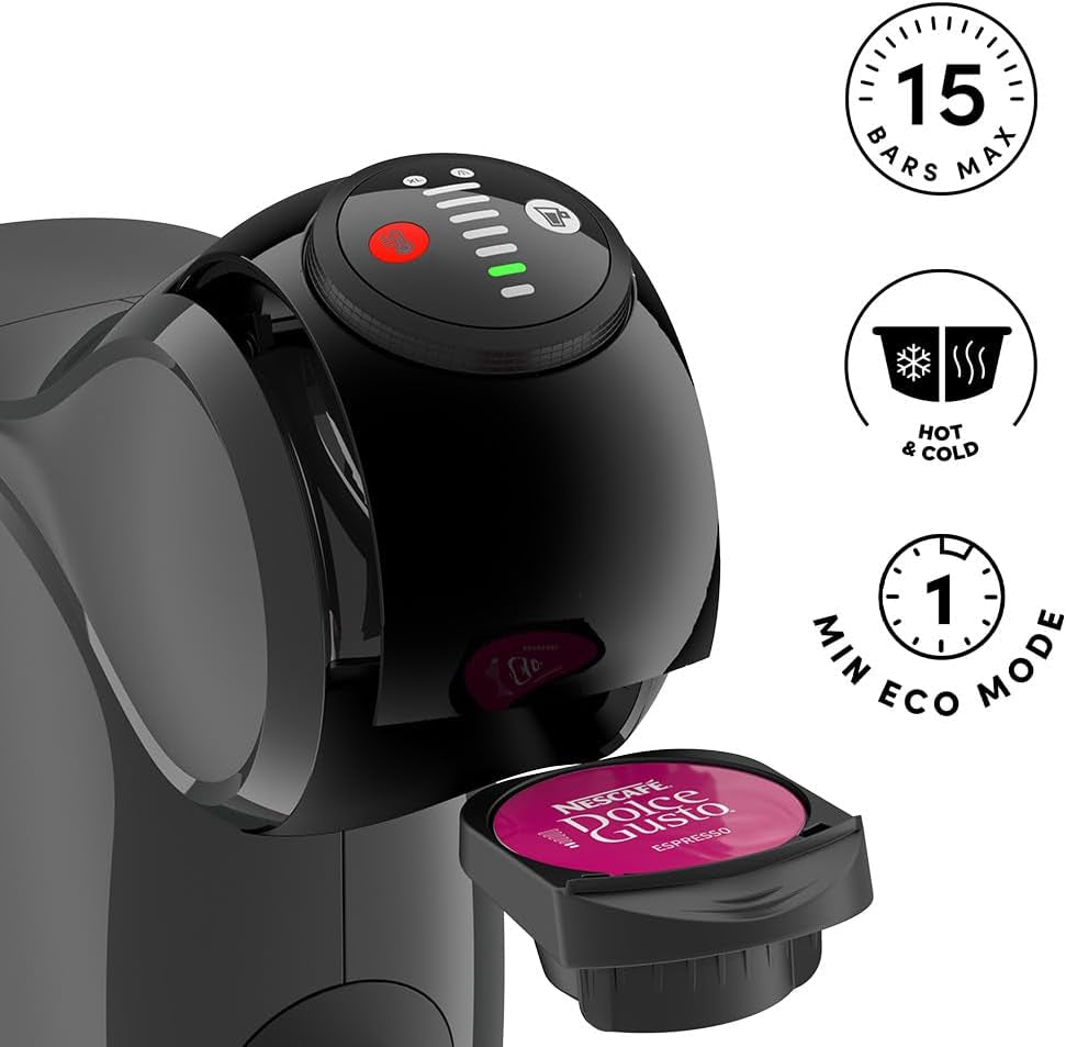 NESCAFÉ DOLCE GUSTO DeLonghi Dolce Gusto Genio S EDG226.A, Capsule-espressomachine inclusief 3 capsules, compact ontwerp, verstelbare lekbak, 0,8 l, afneembaar waterreservoir, 1470 W, Antraciet