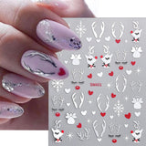 Cartoon Sneeuwvlok Nagelstickers, Kerstnagelstickers, Zelfklevend, Kerstnagelontwerpen, Nagelkunst, Herten, Sneeuwvlokken, Kerstnagelstickers, Winternagelaccessoires