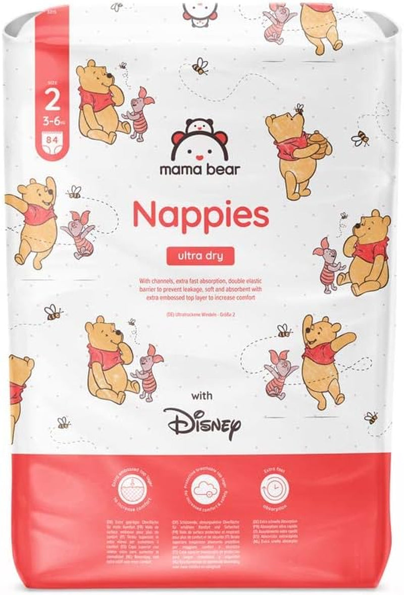 Amazon-merk: Mama Bear Disney Ultra Dry-luiers, maat 3 (4-9 kg) - maanddoos, wit, 172 stuks (2 verpakkingen van 86)
