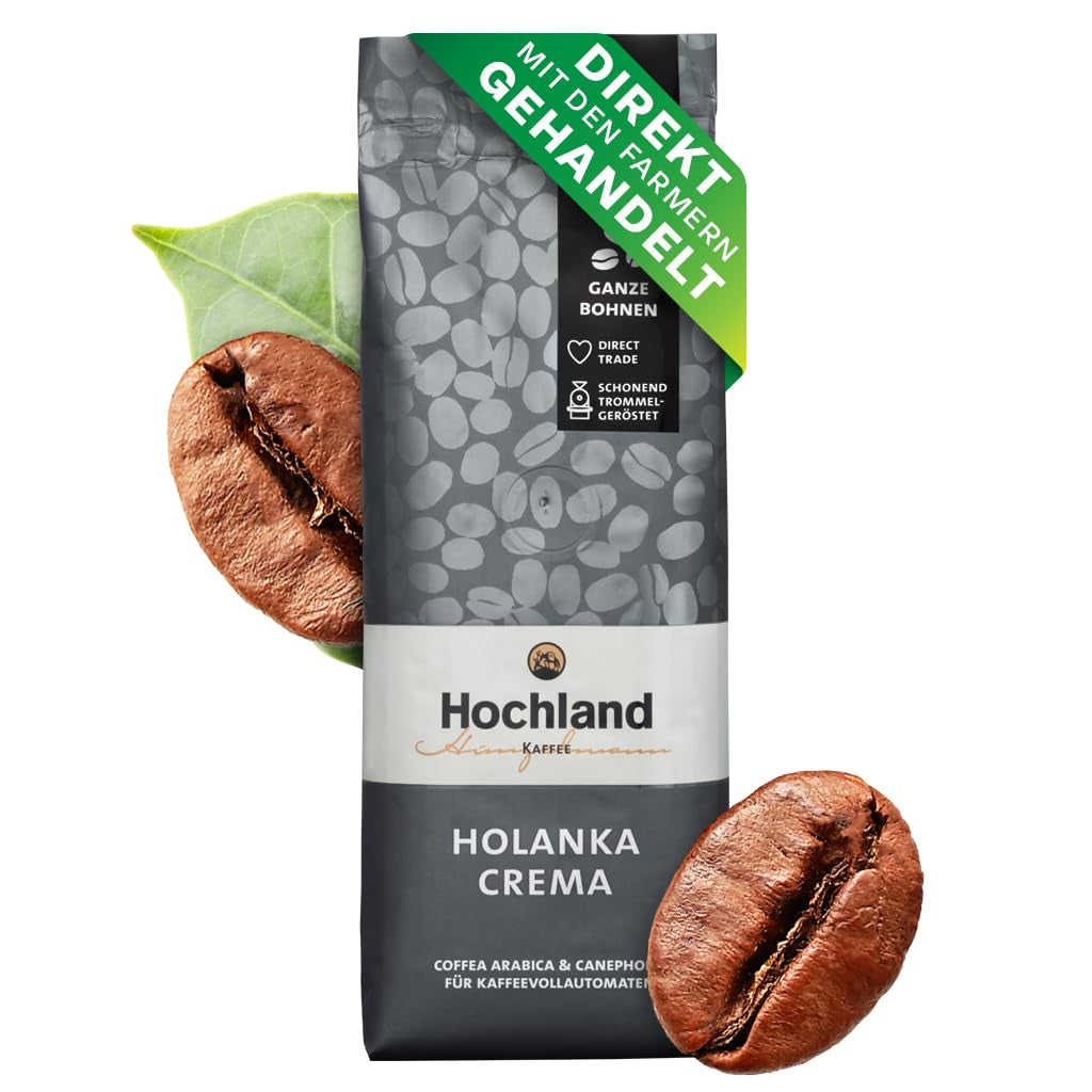 Hochland Kaffee - Holanka Crema - 250g Kaffeebohnen - Duurzame directe verkoop - Perfect voor volautomatische machines en Siebträger - Mildere aromatische smaak - Beste kwaliteit uit Peru