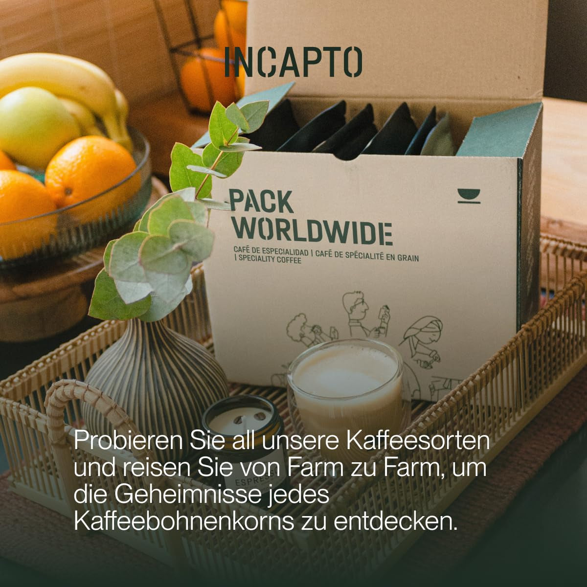 Selectie van Incapto koffiebonen wereldwijd | Selectie van 10 origines uit de hele wereld | Koffiespecialiteit | 100% Arabica | Ideaal als koffiecadeauset | Voor koffieliefhebbers | 10 pakken van 100 g