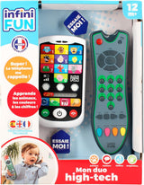 Mijn Duo High-Tech Telefoon + Afstandsbediening - 1 Drietalige Frans/Engels/Spaans afstandsbediening en 1 Ultra-Realistische Telefoon - Multi-Activity Leerspeelgoed vanaf 12 jaar Speelgoed Bebe Naty Shop